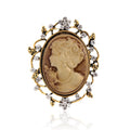 Vintage Lady Cameo Brooch With Rhinestone Alloy Frame, Elegant European Lapel Pin Suit Accessory Gift