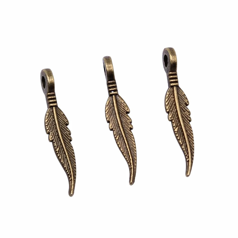 3x16mm 0.2g Multicolor Zinc Alloy Feather Charm Pendant for DIY Necklace Bracelet Jewelry Making