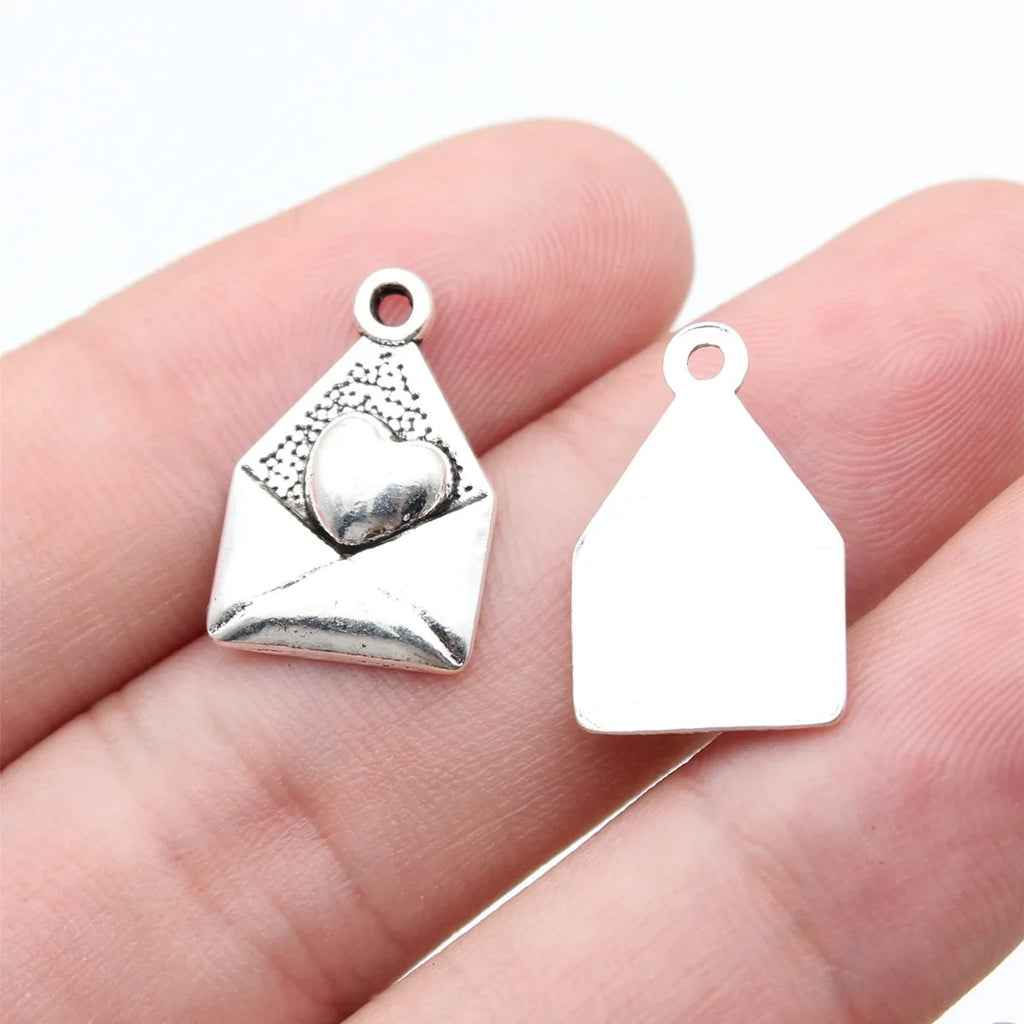 18x12mm 1.3g Antique Silver Zinc Alloy Love Letter Charm Pendant for DIY Bracelet Necklace Jewelry