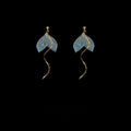 14K Plated Copper Fishtail Stud Earrings For Women Japanese Korean Minimalist Artistic Design