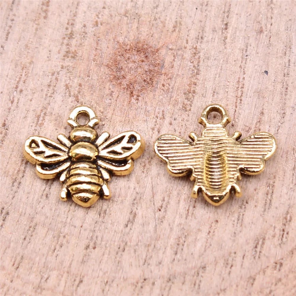 11x14mm 0.75g Multicolor Zinc Alloy Bee Charm Pendant for Bracelet Necklace DIY Jewelry Making