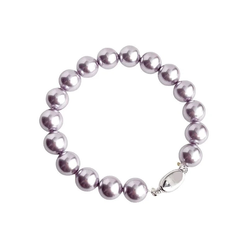 Elegant Glass Pearl Bracelet With Real Gold Plated Geometric Ingot Clasp