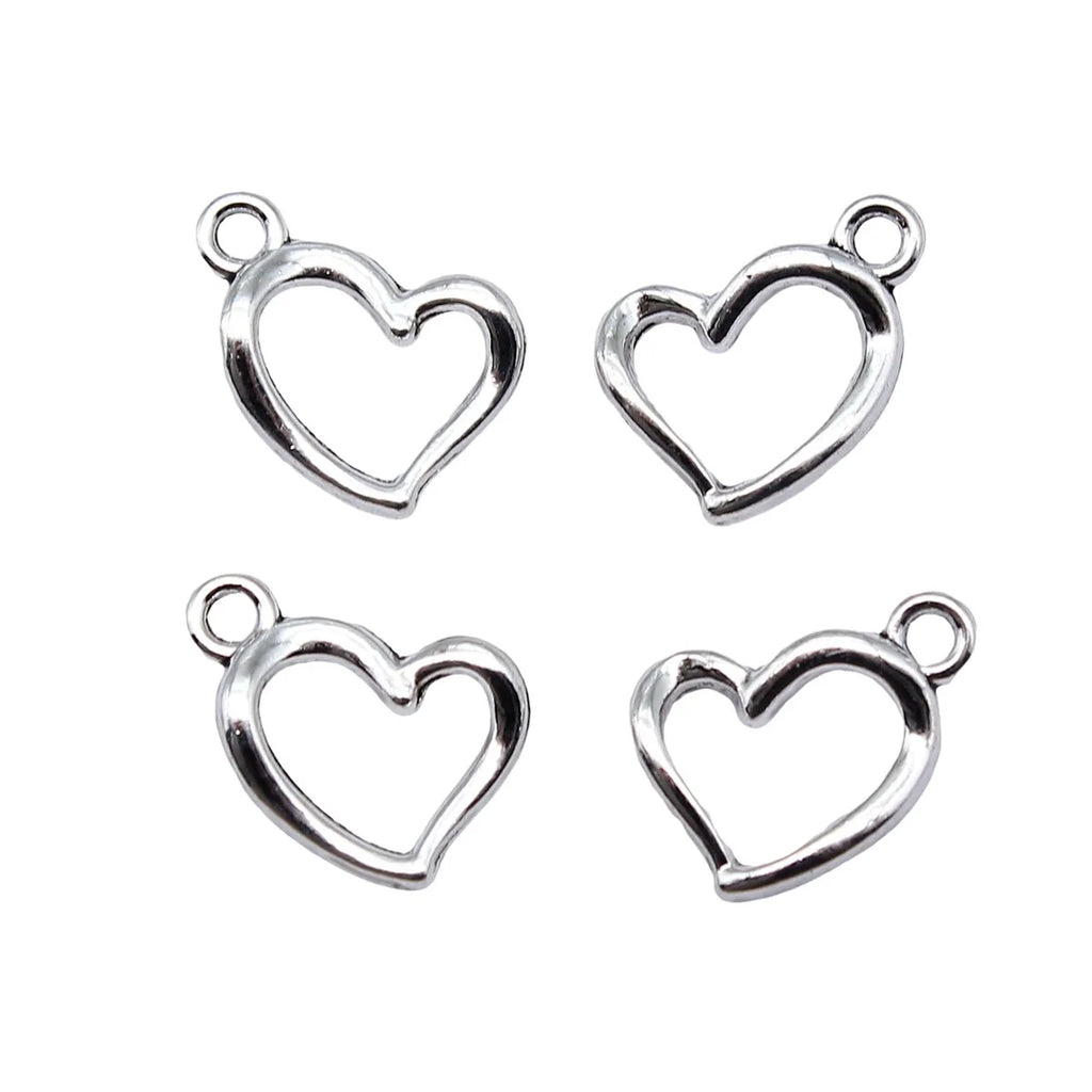 11x14mm 0.5g Antique silver tone zinc alloy hollow Heart charm pendant for DIY bracelet necklace making
