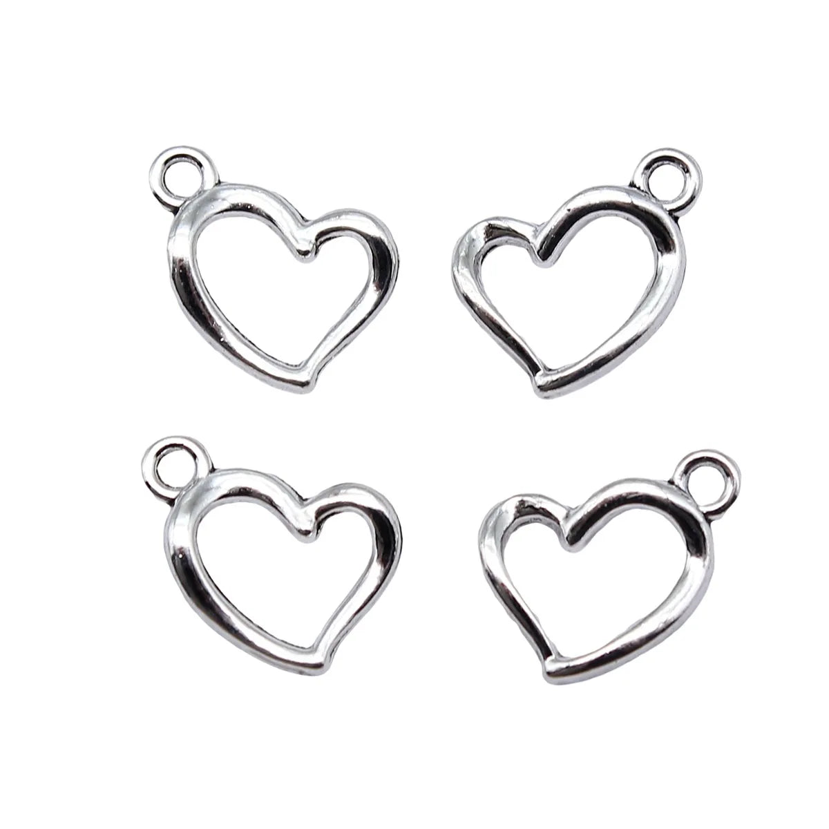11x14mm 0.5g Antique silver tone zinc alloy hollow Heart charm pendant for DIY bracelet necklace making