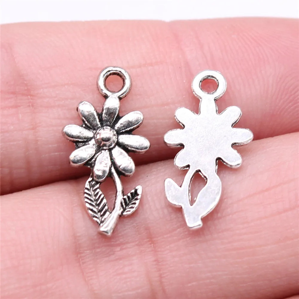 19x10mm 0.6g Multi Color Zinc Alloy Chrysanthemum Flower Charm Pendant for DIY Earrings Making