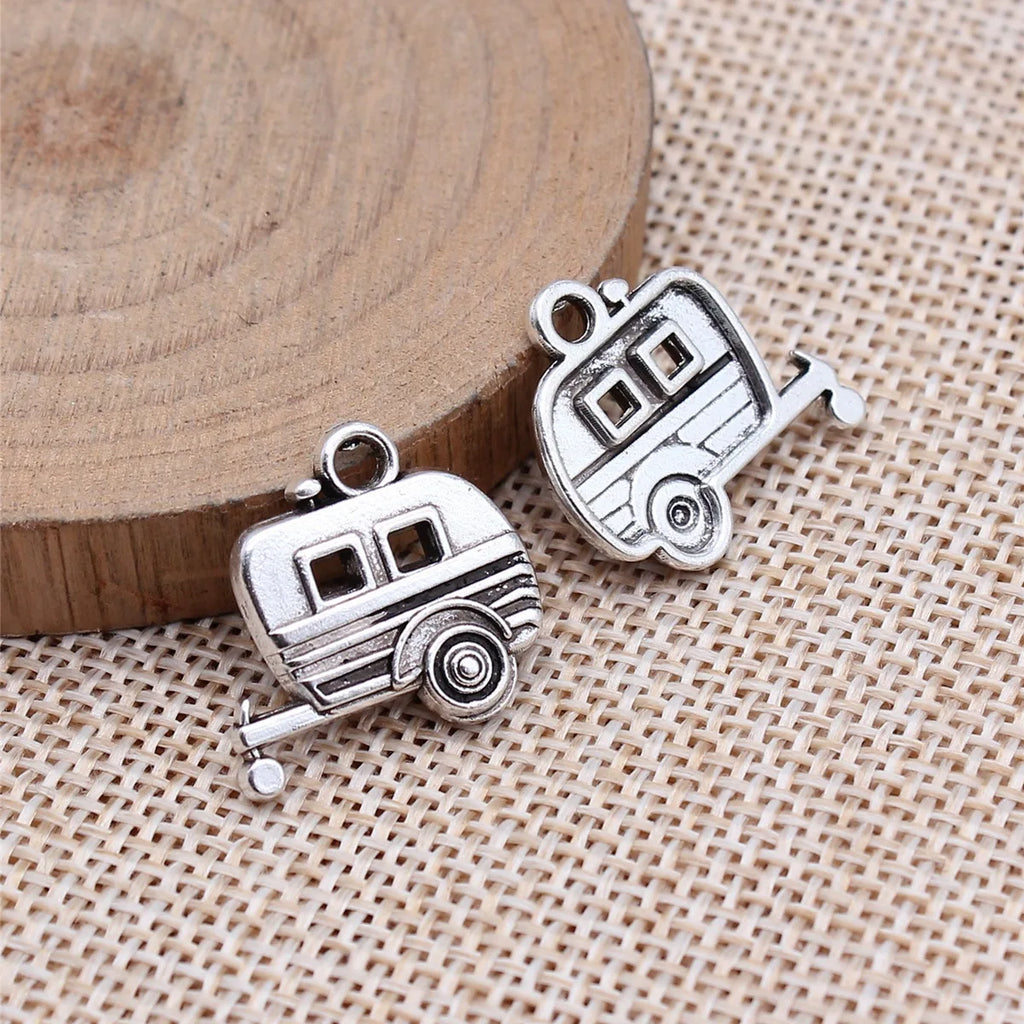 19x18mm 1.9g Antique Silver Zinc Alloy RV Trailer Charm Pendant for DIY Necklace Bracelet Making