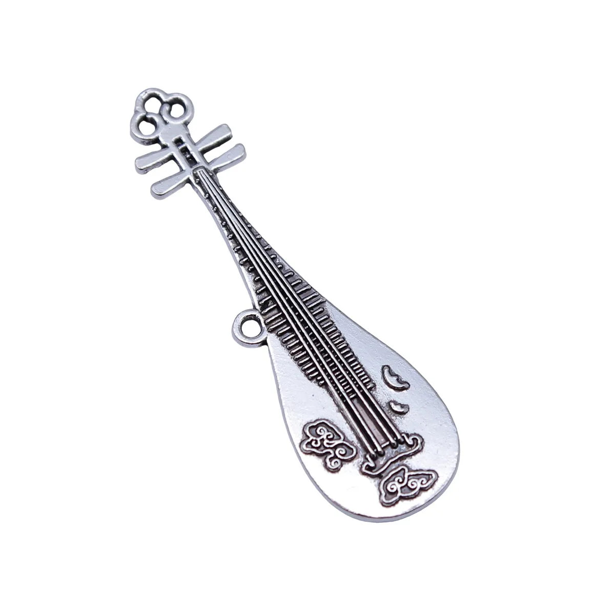 41x12mm 2.4g Antique Silver Zinc Alloy Chinese Pipa Charm Pendant for DIY Necklace Jewelry Making