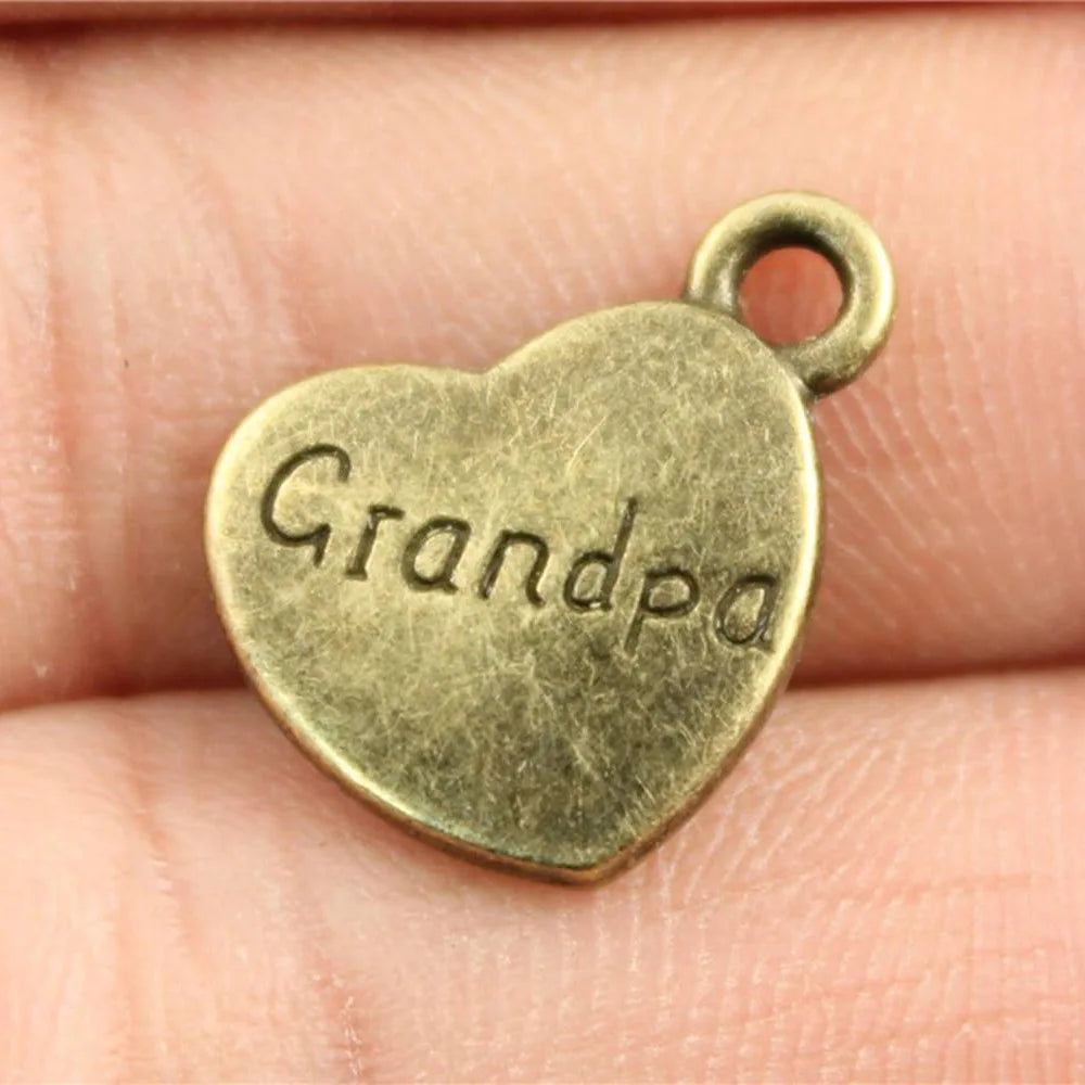 15x18mm 2.8g Multicolor Zinc Alloy Grandpa Heart Charm Pendant for DIY Necklace Bracelet Making
