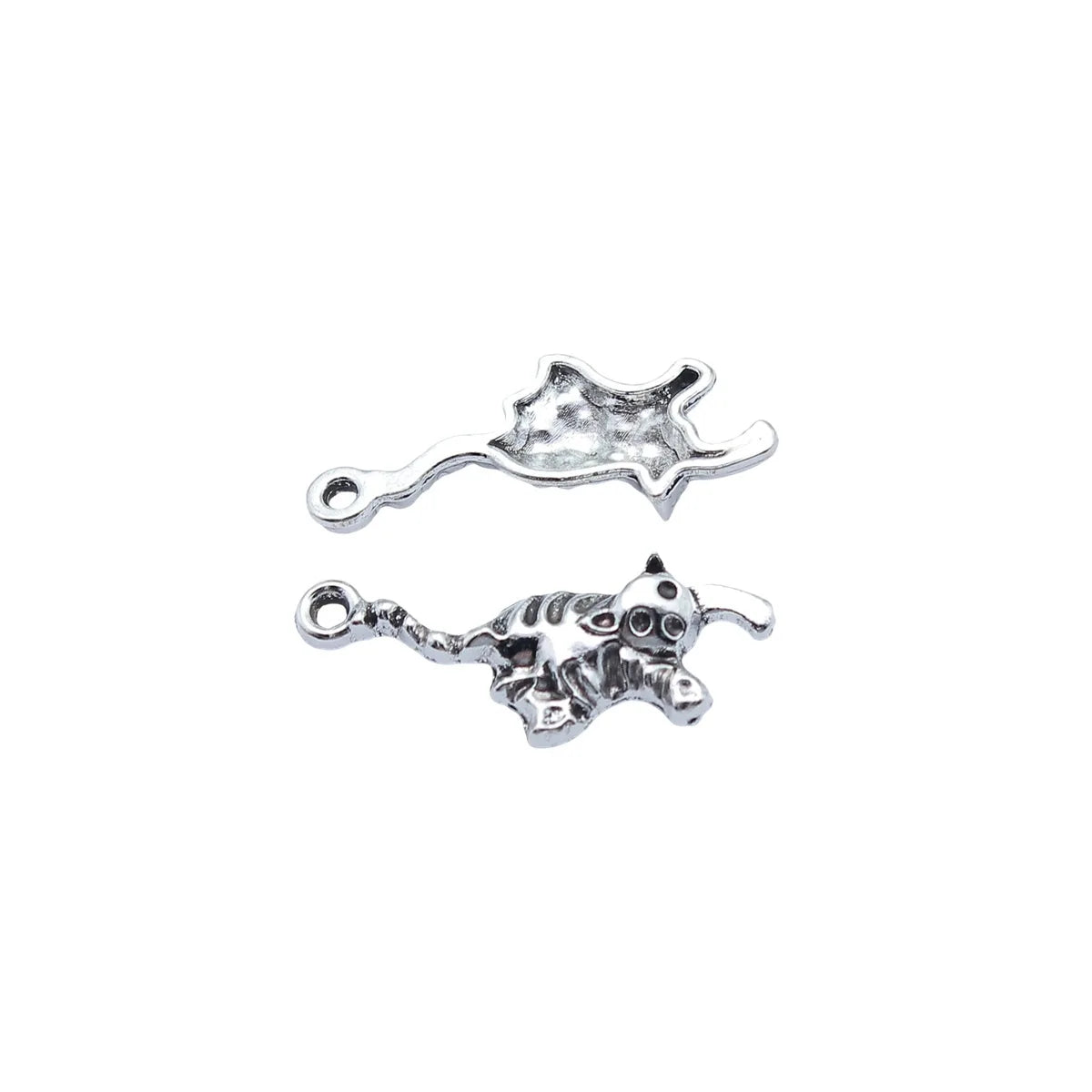 25x10mm 0.96g Antique Silver Zinc Alloy Cat Charm Pendant for DIY Bracelet Necklace Jewelry Making