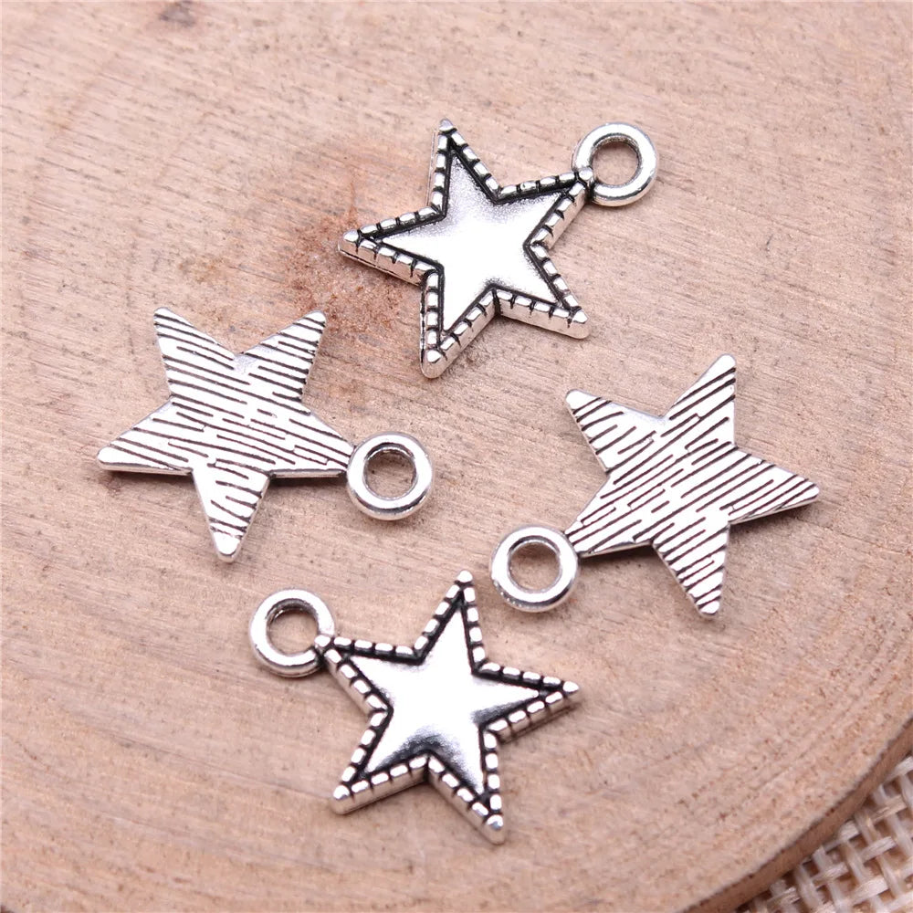 15x12mm 0.7g Antique Silver Zinc Alloy Star Five Point Star Charm Pendant for DIY Jewelry Making