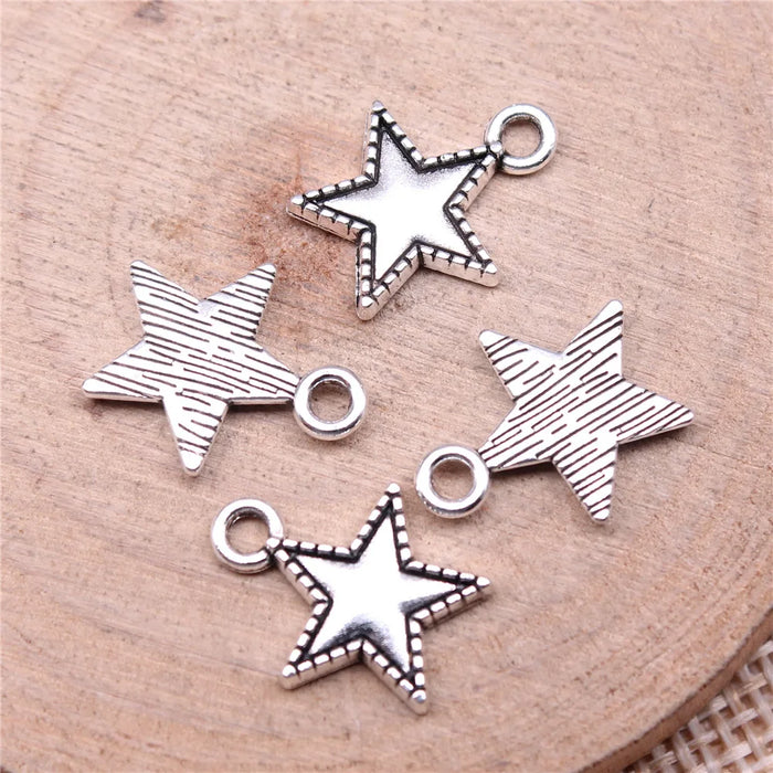 15x12mm 0.7g Antique Silver Zinc Alloy Star Five Point Star Charm Pendant for DIY Jewelry Making
