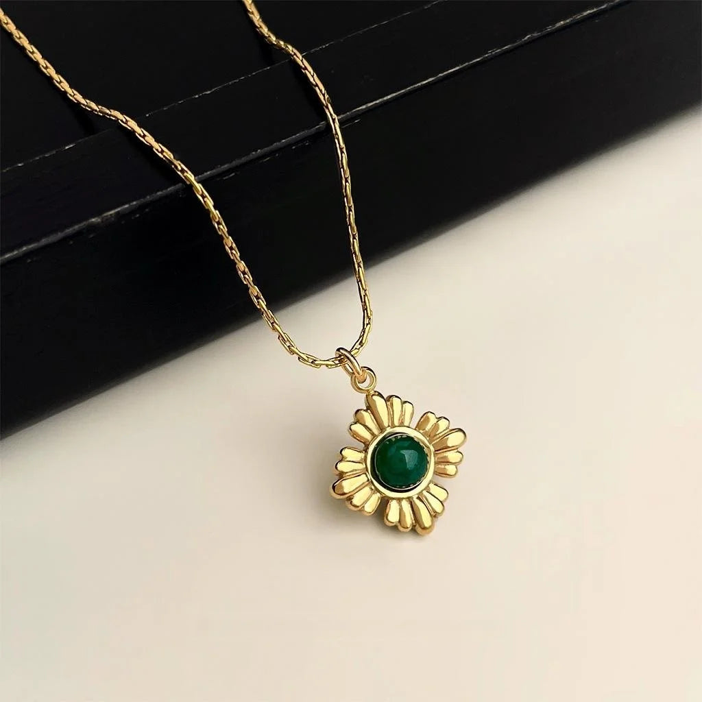 Thick 18K Real Gold Plated Vintage Floral Geometric Choker Necklace For Women