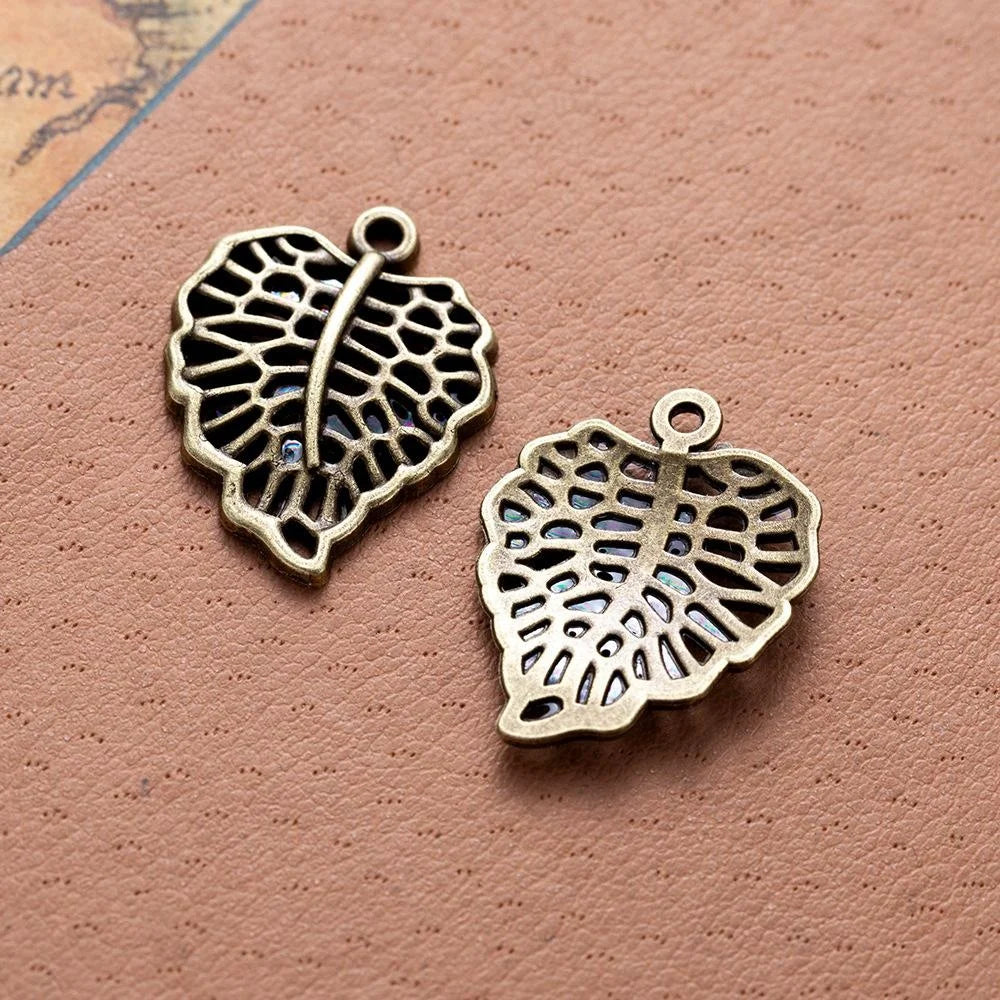 23x18MM Zinc Alloy Leaf Hollow Charm Pendant for DIY Necklace Bracelet Jewelry Making