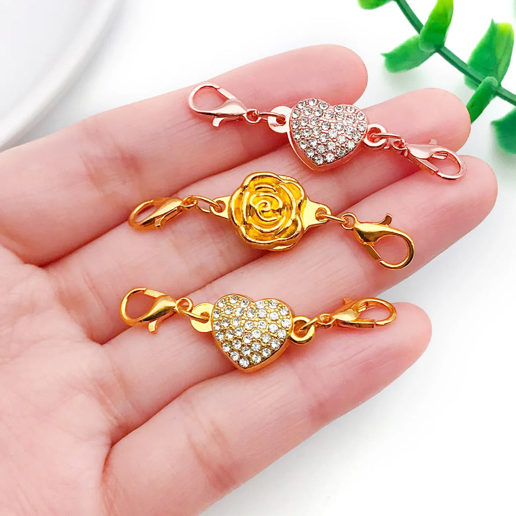 Iron Rose Flower Heart Magnetic Clasp Connector for DIY Bracelets and Necklaces