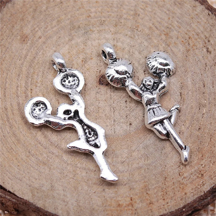 29x14mm 1.3g Antique Silver Zinc Alloy Cheerleader Angel Charm Pendant for DIY Jewelry Making