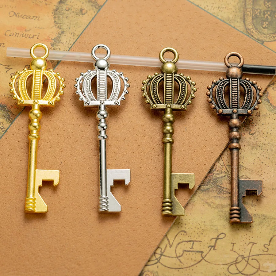 73x23MM Gold Zinc Alloy Crown Key Charm Pendant for DIY Necklace Bracelet Jewelry Making
