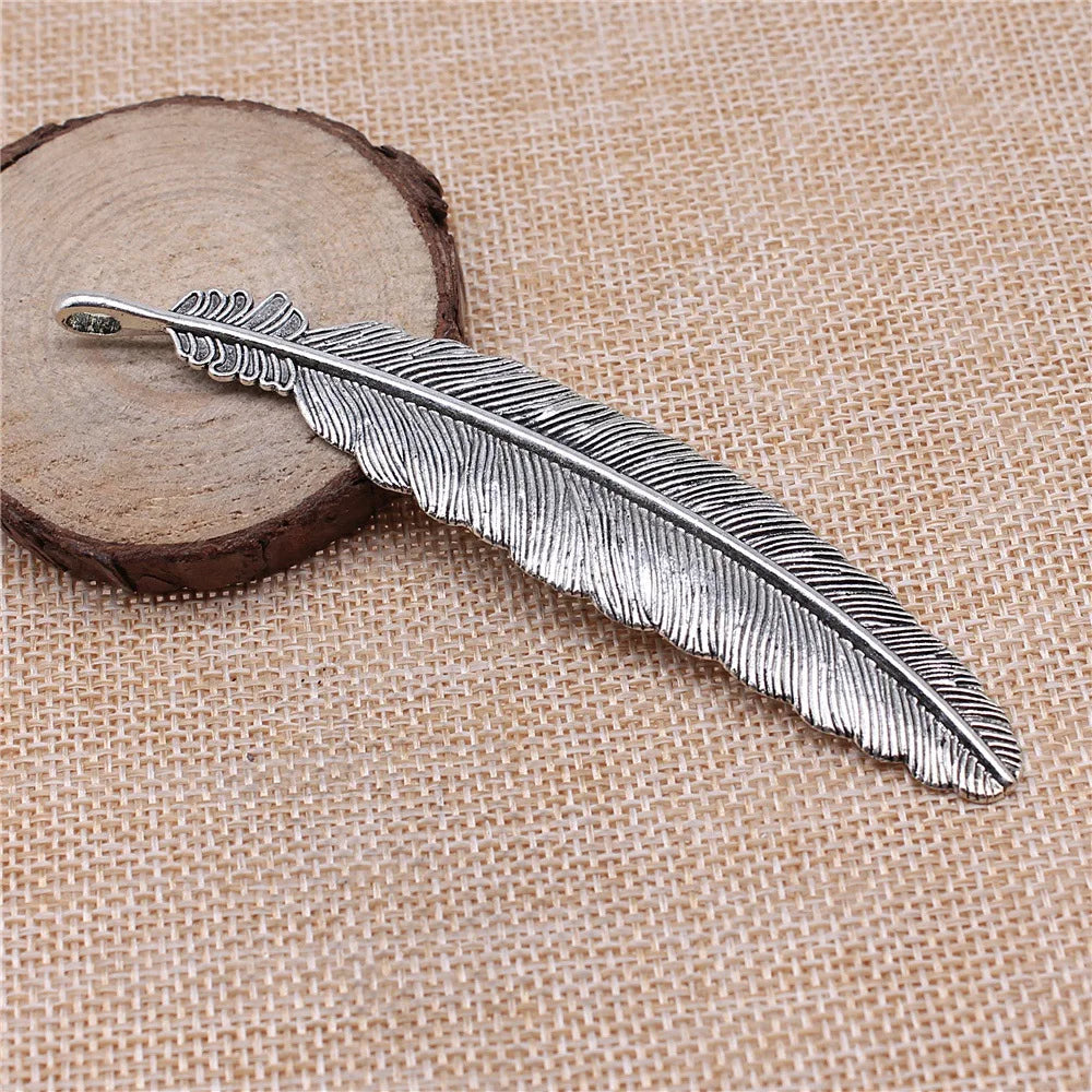 106mm 10.1g Multicolor Zinc Alloy Large Feather Charm Pendant for DIY Handmade Jewelry Making