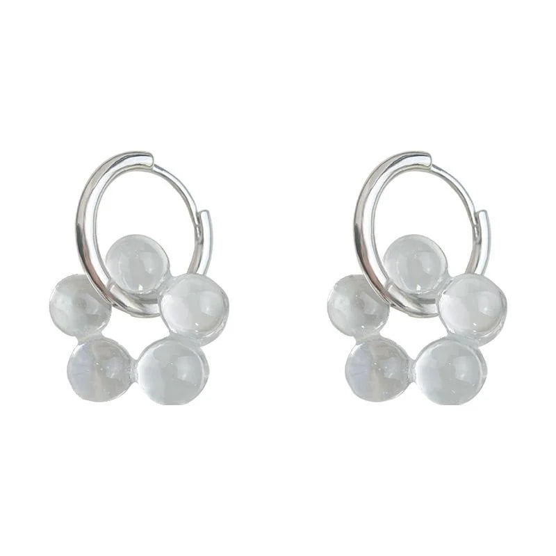 Summer Transparent Resin Copper Geometric Flower Drop Earrings, Sweet Cool Designer Style