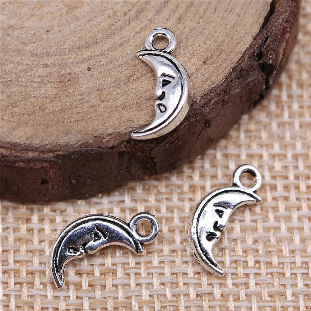 13x6mm 0.5g Zinc Alloy Small Moon Charm Pendant for Necklace Bracelet Earring DIY Jewelry Making