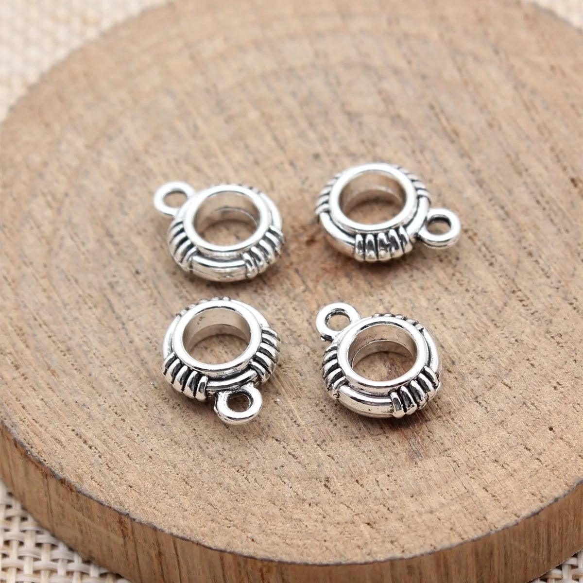 13x10x4.2mm 0.98g Antique Silver Zinc Alloy Three Way Bail Charm Pendant for Tassel Necklace DIY Jewelry Making