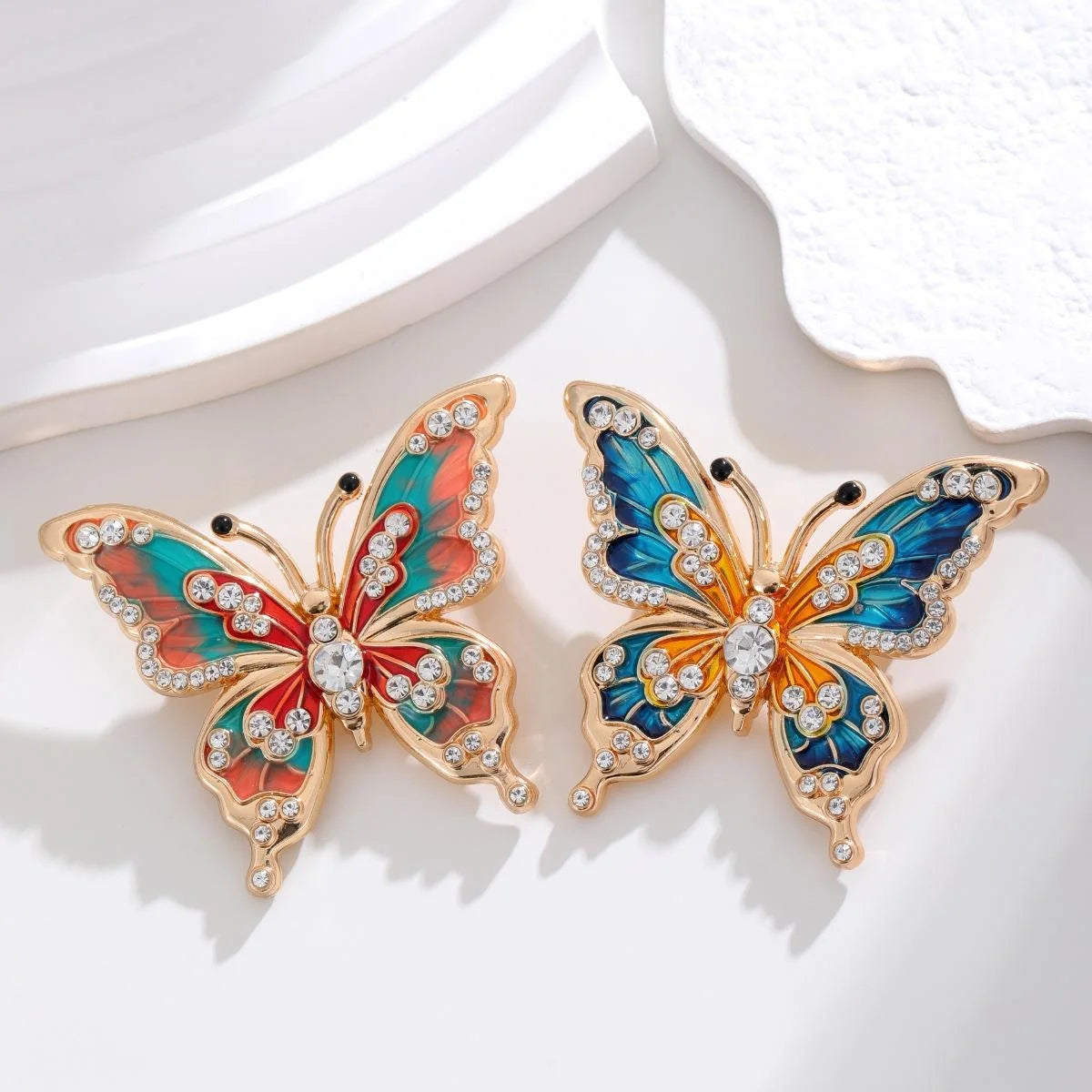 Luxury Enamel Butterfly Brooch With Rhin