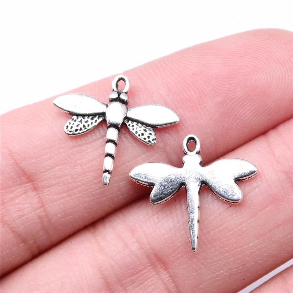 18x16mm 0.8g Antique Silver Zinc Alloy Dragonfly Charm Pendant for DIY Necklace Bracelet Making