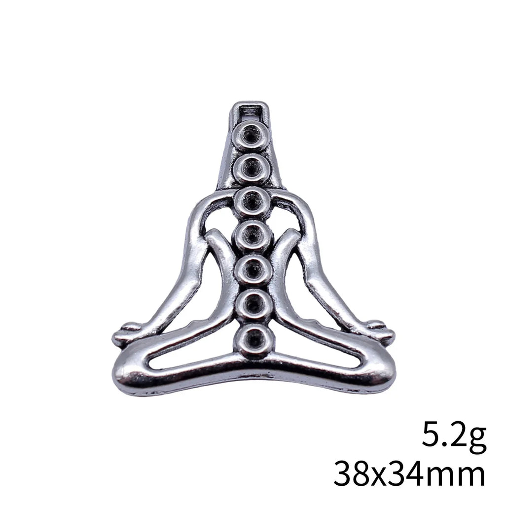 38x34mm 5.2g Multicolor Zinc Alloy Yoga Chakra charm pendant for meditation necklaces and jewelry