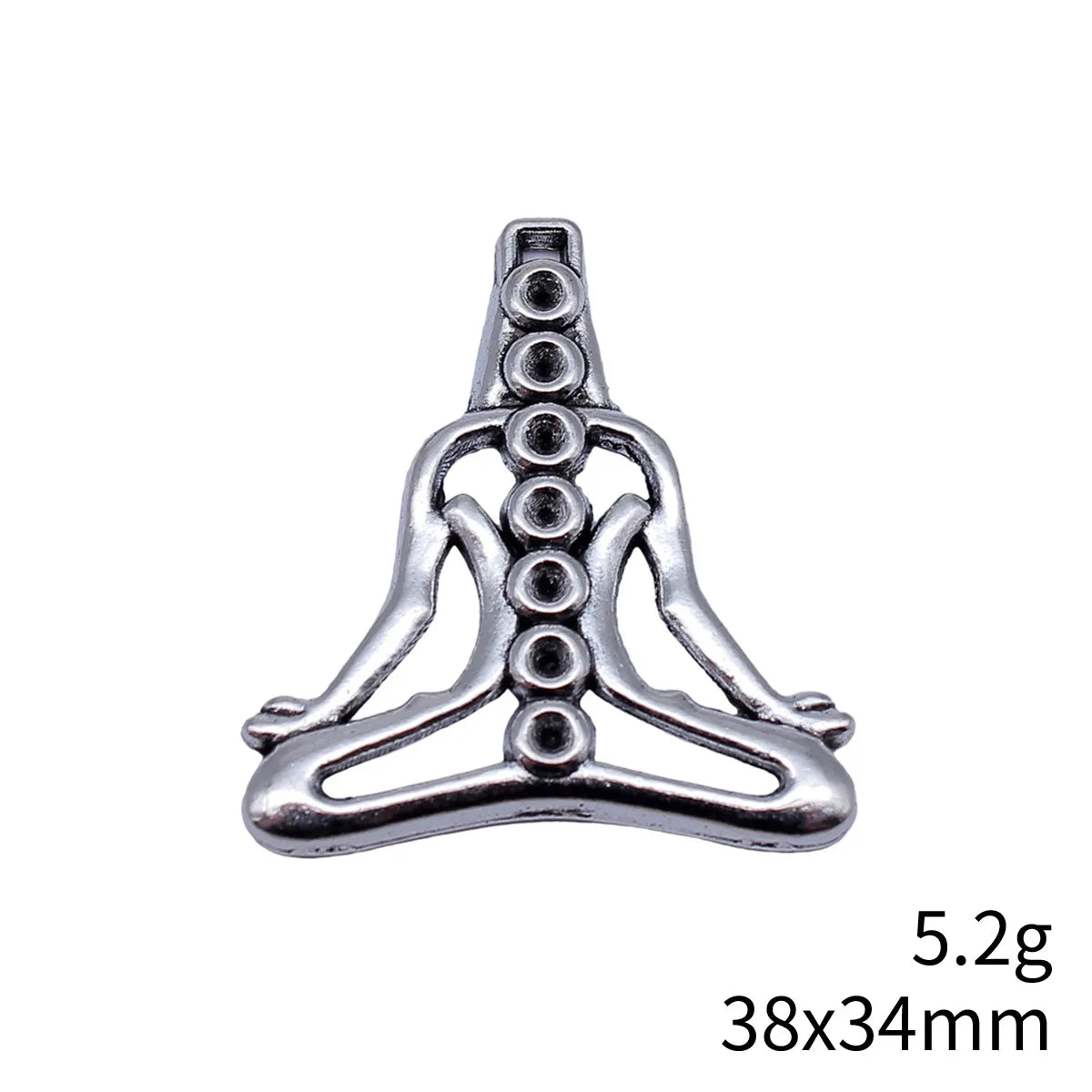 38x34mm 5.2g Multicolor Zinc Alloy Yoga Chakra charm pendant for meditation necklaces and jewelry