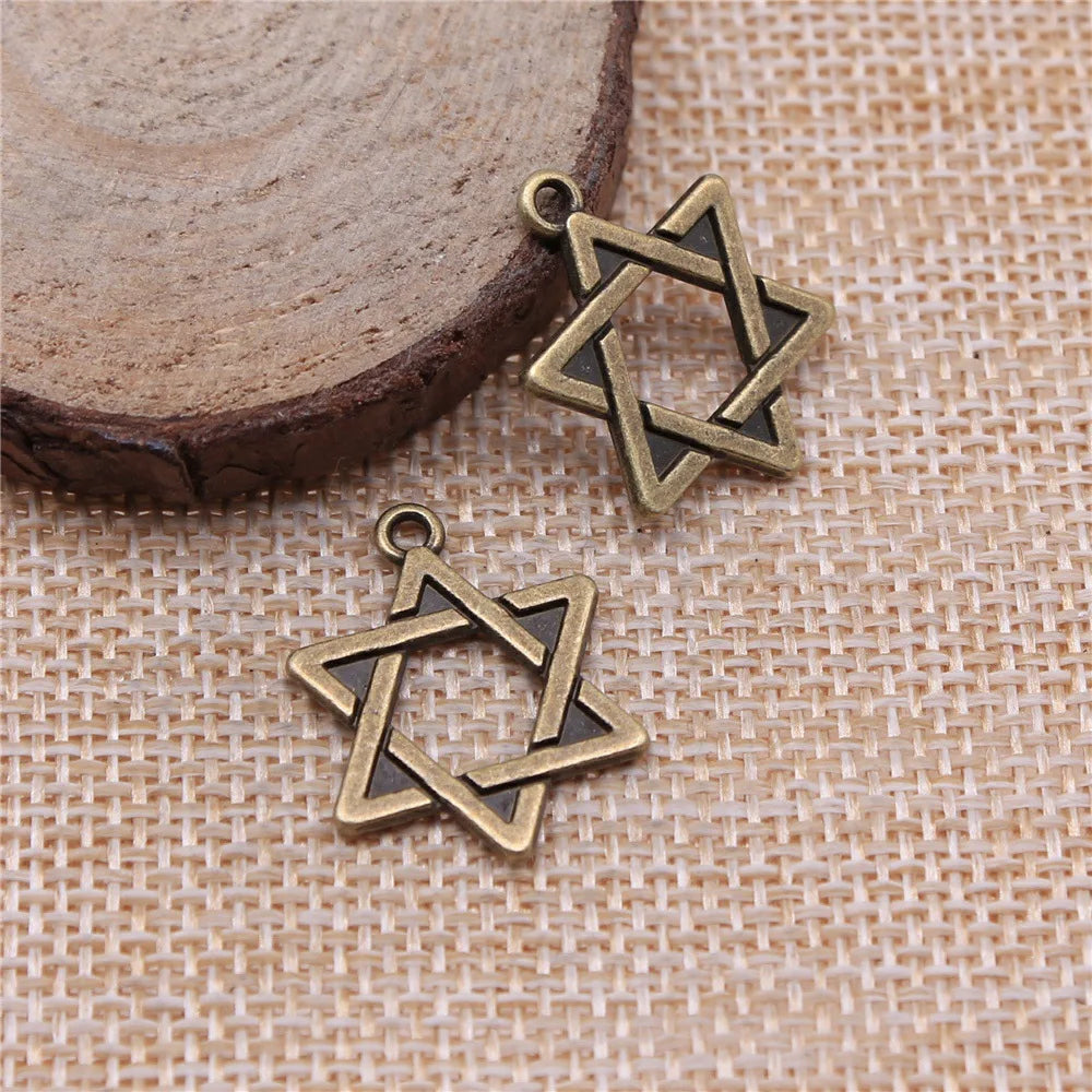 20mm 1.5g Multicolor Zinc Alloy Six Pointed Star Charm Pendant for DIY Necklace Bracelet Making