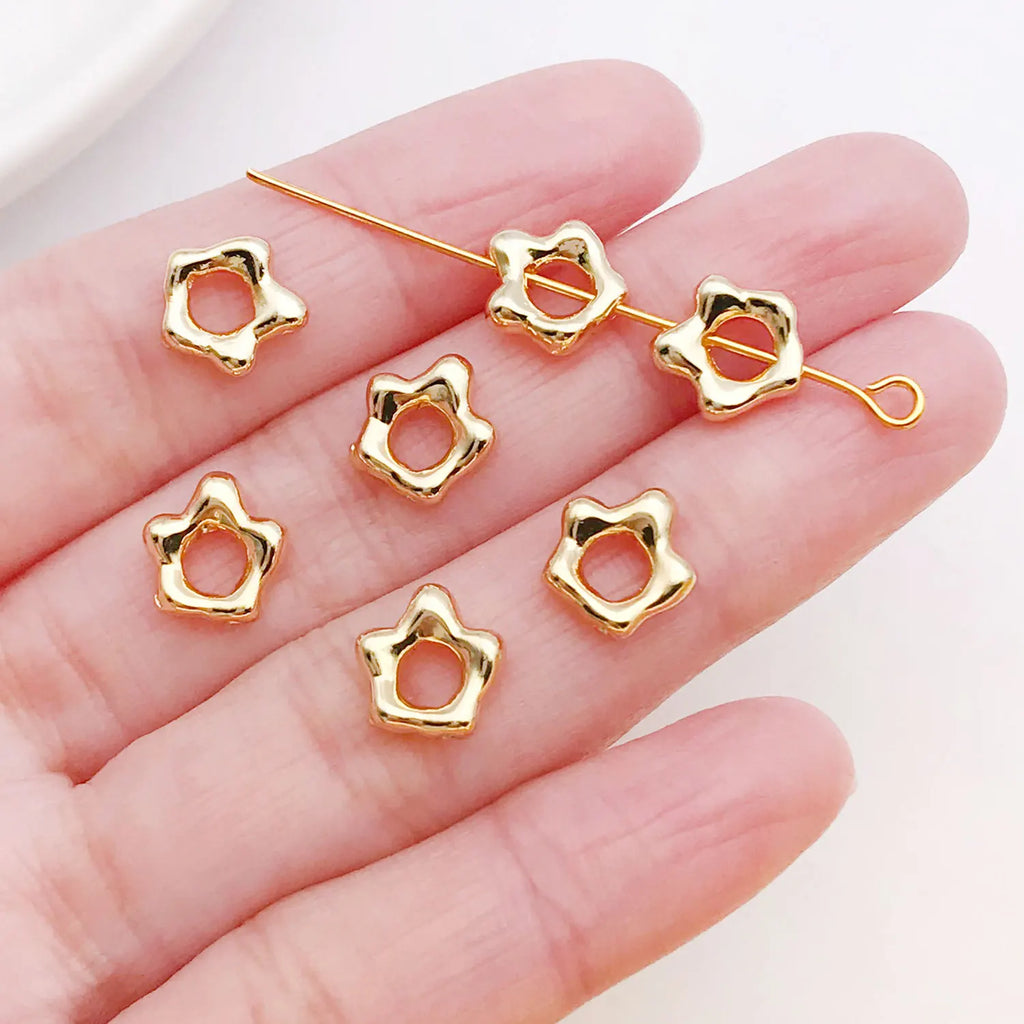 18K Gold Plated Copper 3D Plumeria Egg Flower Bead Caps for DIY Bracelets Necklaces