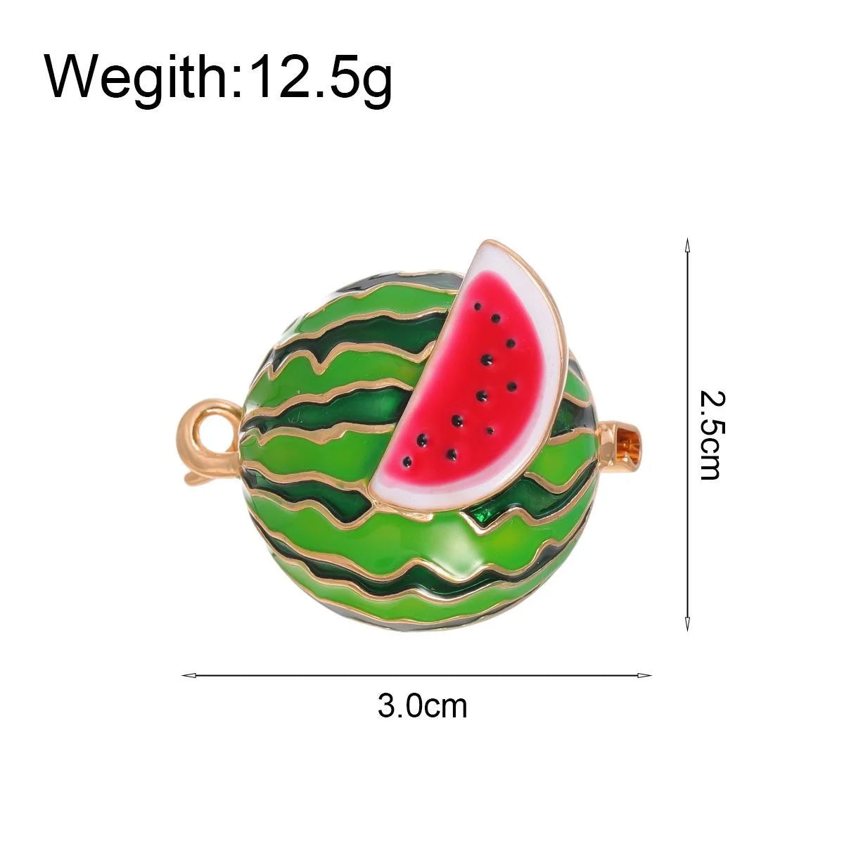 Cute Enamel Alloy Round Watermelon Slice Brooch For Women, Fruit Lapel Pin Corsage Suit Accessory Gift