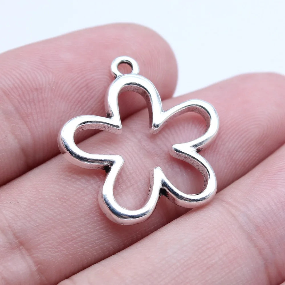 22x23mm 1.6g Multicolor Zinc Alloy Hollow Flower charm pendant for DIY necklace bracelet making