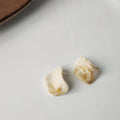 Cream Potato Chip Shape Acrylic Resin Stud Earrings Silver Plated Pin Irregular Retro Fashion