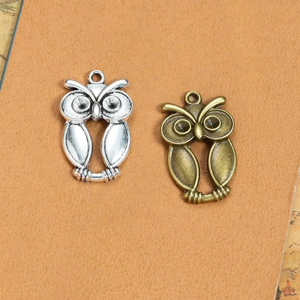 30x19MM Antique Silver Zinc Alloy Owl Charm Pendant for DIY Necklace Bracelet Jewelry Making