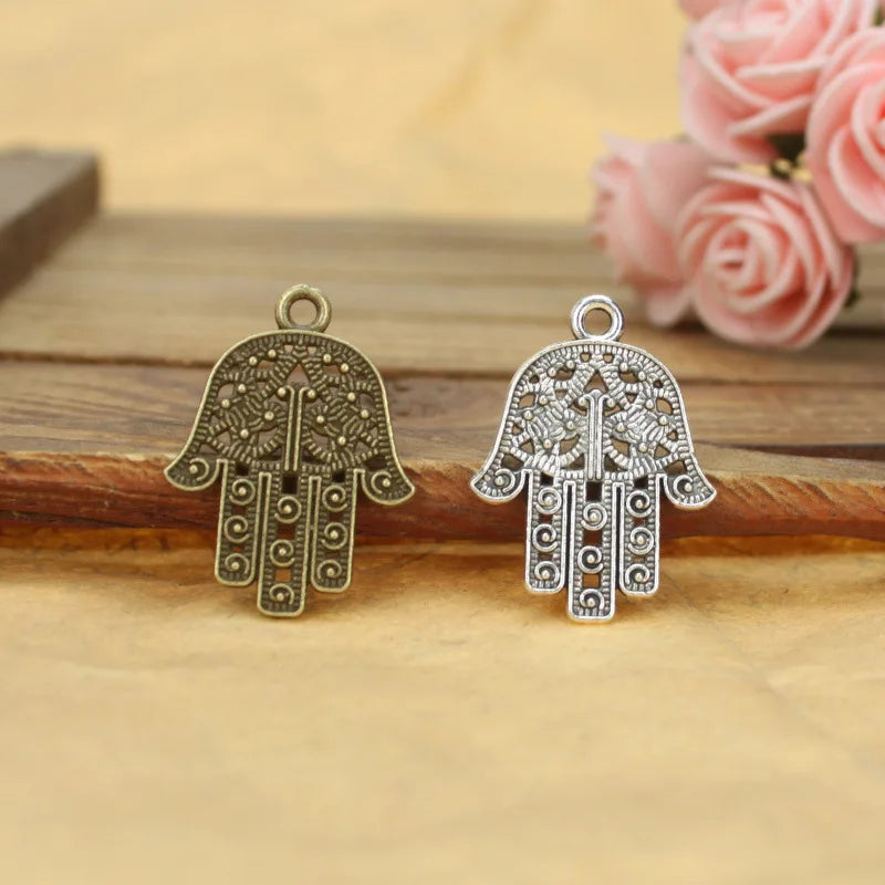 28x21MM Antique Silver Zinc Alloy Hand Charm Pendant for DIY Necklace Bracelet Jewelry Making
