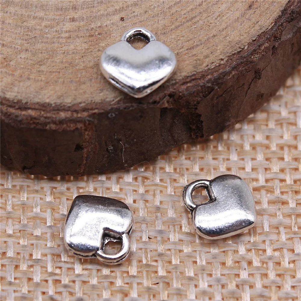 8x7mm 0.4g Multicolor Zinc Alloy Small Heart Charm Pendant for DIY Bracelet Necklace Jewelry Making