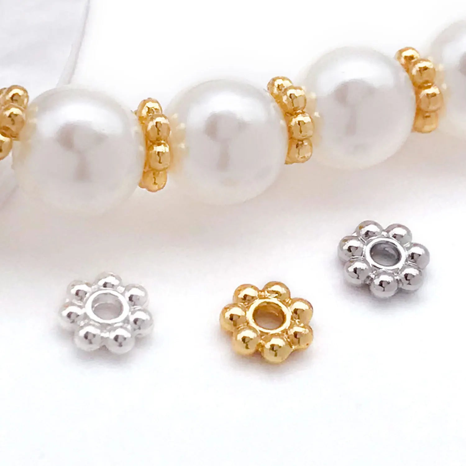 Zinc Alloy White Gold Tone Snowflake Spacer Bead for Bracelet Necklace Making