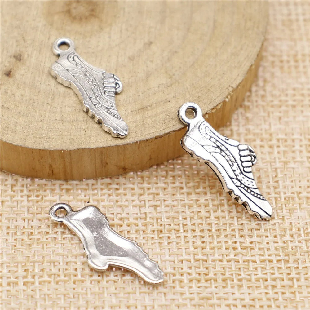 24x8mm 1g Antique Silver Zinc Alloy Dress Shoe Charm Pendant for DIY Bracelet Jewelry Making