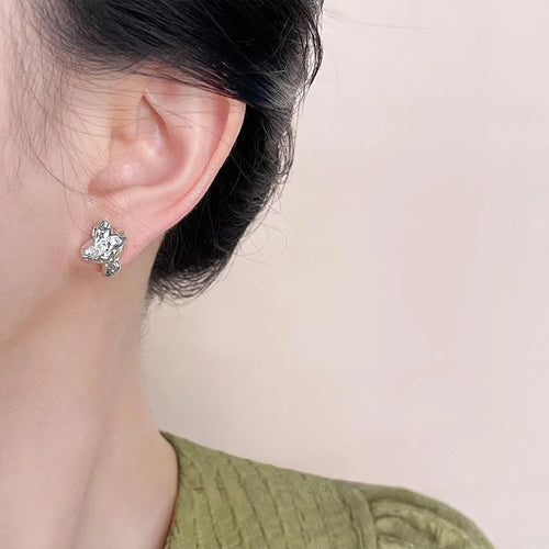 Minimalist Silver Liquid Irregular Geometric Eco-Friendly Copper Stud Earrings For Women