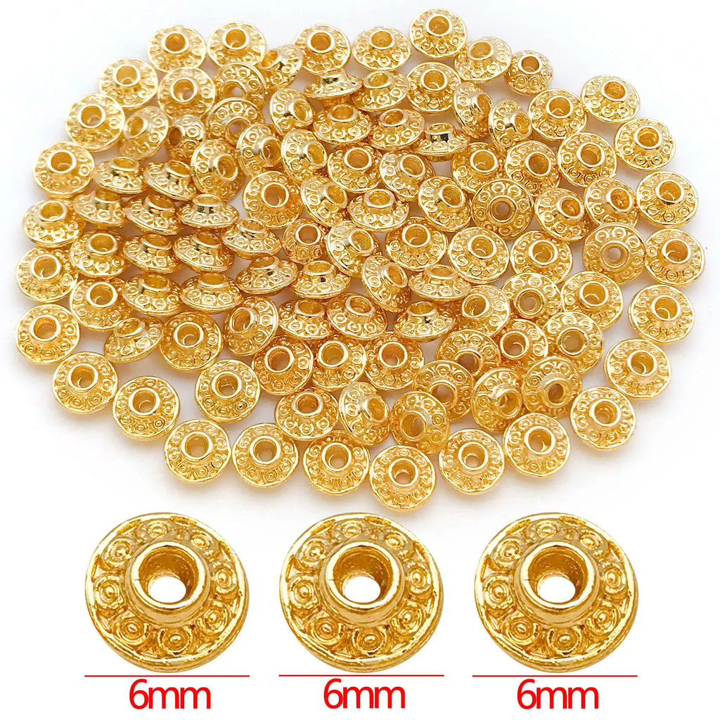 Zinc Alloy 18K Gold Plated Flat Flying Saucer Spacer Bead for Bracelet Making