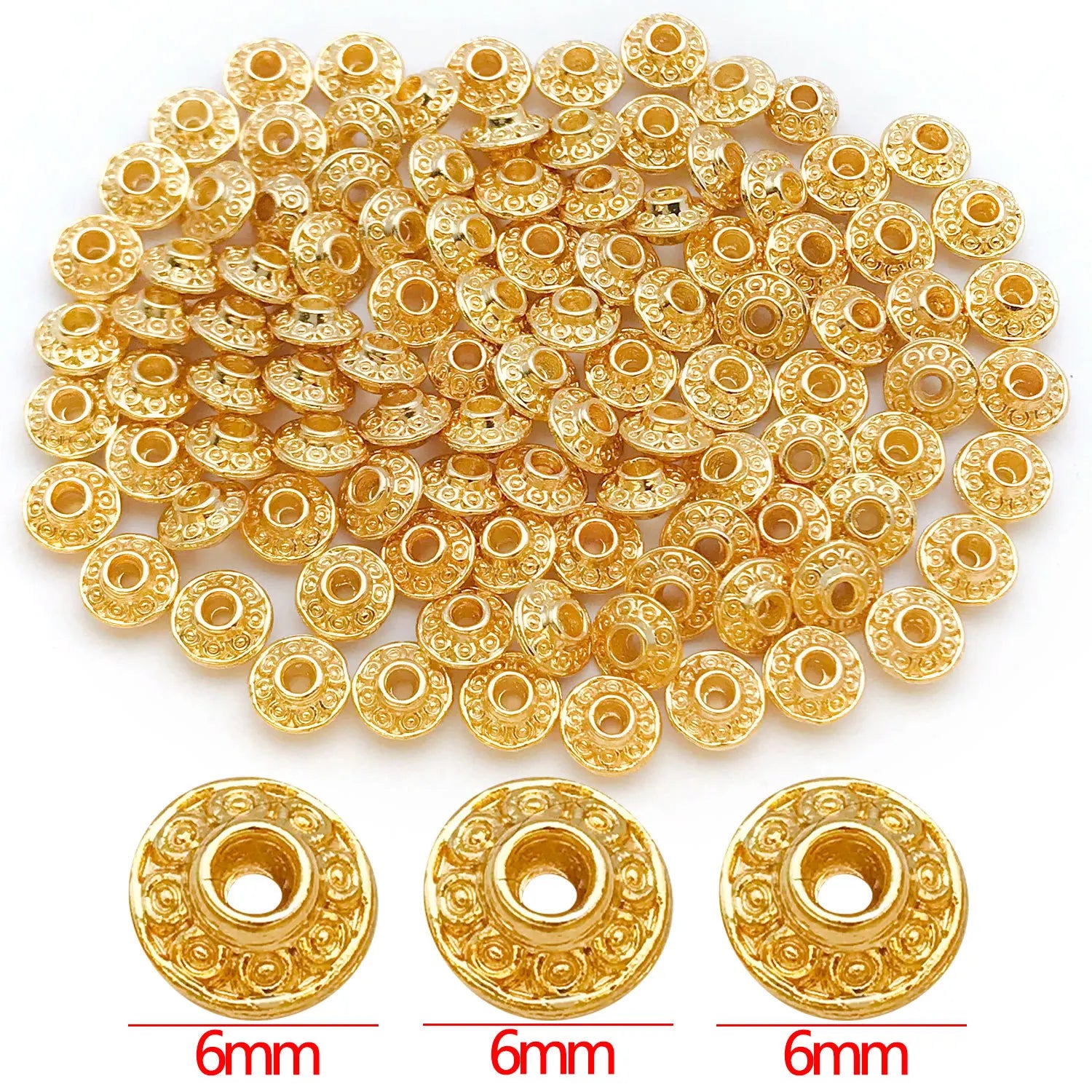 Zinc Alloy 18K Gold Plated Flat Flying Saucer Spacer Bead for Bracelet Making