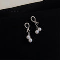 Light Luxury Copper High Luster Pearl Micro Pave Zircon Knot Tassel Drop Earrings