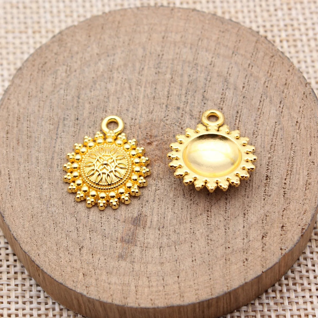 20x16mm 1.3g Multicolor Zinc Alloy Ethnic Pattern Round Earring Charm Pendant for DIY Jewelry Making