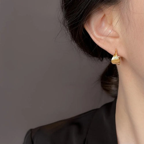 14K Gold Plated Copper Geometric Circle Drop Earrings Minimalist Line Elegant Fashion Jewelry