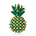 Luxury Green Enamel Pineapple Brooch With Rhinestone Alloy Lapel Pin Corsage For Women Suit Accessory Gift