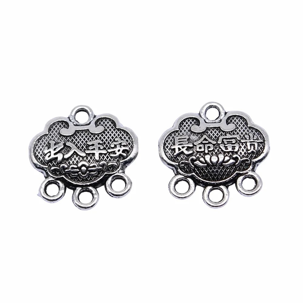 14x14mm 1.5g Antique Silver Zinc Alloy Peace Lock Connector Charm for DIY Bracelet Necklace Making