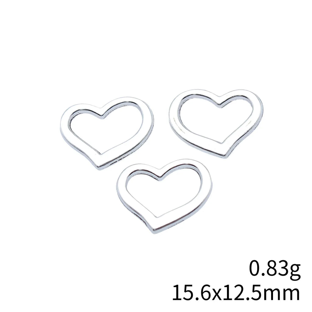 15.6x12.5mm 0.83g Antique Silver Zinc Alloy Hollow Heart Charm Pendant for DIY Necklace Bracelet
