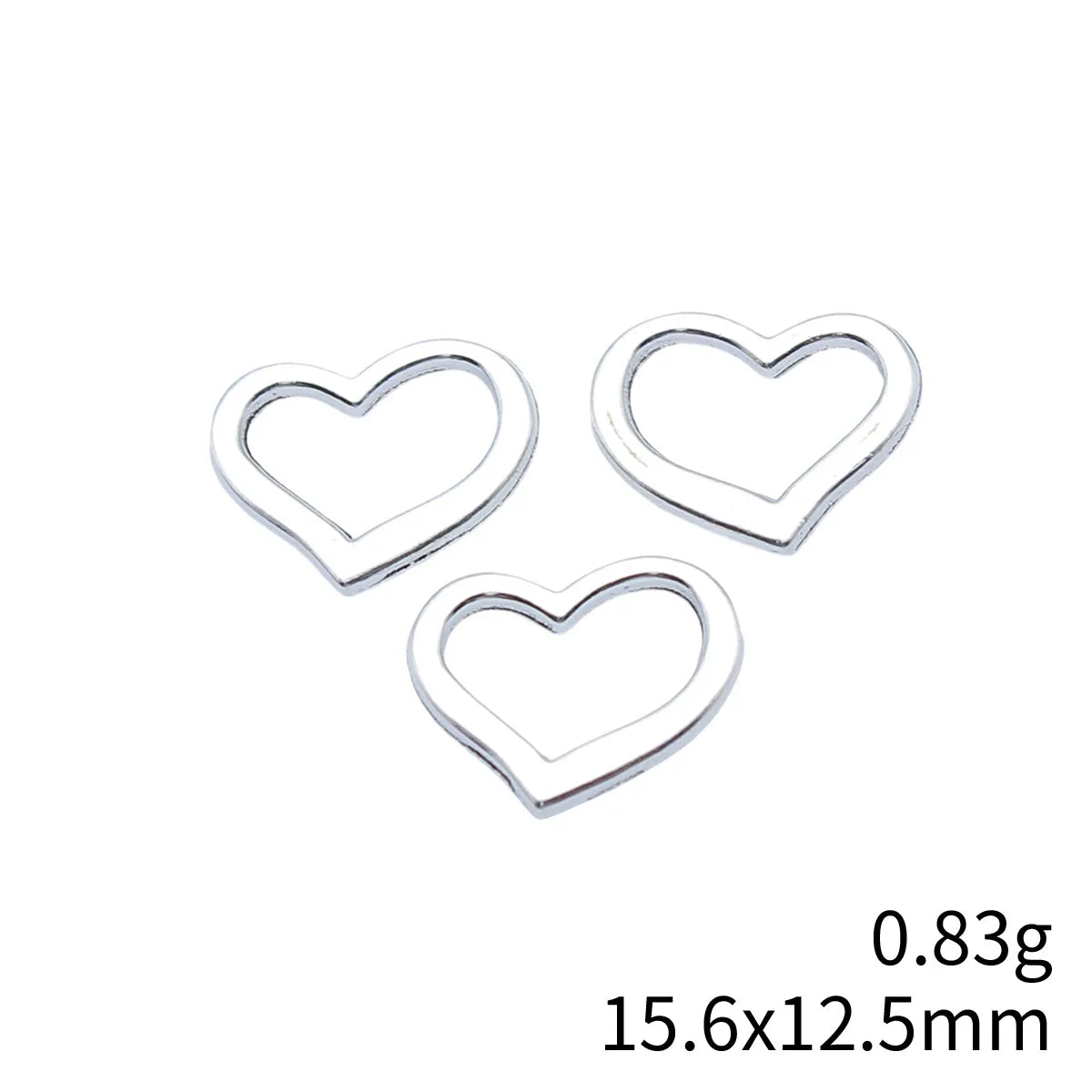 15.6x12.5mm 0.83g Antique Silver Zinc Alloy Hollow Heart Charm Pendant for DIY Necklace Bracelet