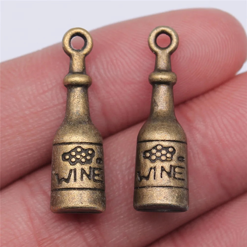 28x8mm 4.4g Multicolor Zinc Alloy 3D Wine Bottle Charm Pendant for DIY Necklace Bracelet Making