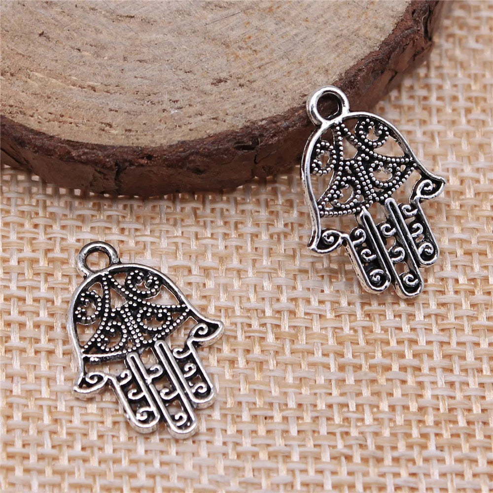 20x15mm 0.8g Multicolor Zinc Alloy Hamsa Hand Charm Pendant for DIY Bracelet Necklace Making
